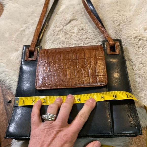 Vintage Bellerose Brown Croc Black Shoulder‎ Bag Purse Wallet Attached Leather - Picture 13 of 15